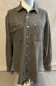 Camisa Denim Doble RL RRL Para Hombre Talla L Desteñida Negra Denim Metal Botones Ropa de Trabajo - Imagen 1 de 19