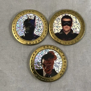 BATMAN FOREVER Coins 1995 Skycaps DC Comics Brass POG Set 3 Batman Robin 2Face - Foto 1 di 13