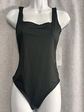 Live In The Moment Black Sleeveless Square Neck Bodysuit Woman’Large NEW W Tags