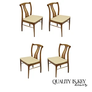 Vintage Mid Century Modern Curved Sculpted Walnut Dining Side Chairs - Set of 4 - Picture 1 of 11