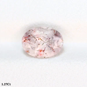 1.27 Ct Oval 7.9 x 5.9 MM 100% Natural Pink With red black dot STRAWBERRY QUARTZ - Picture 1 of 5