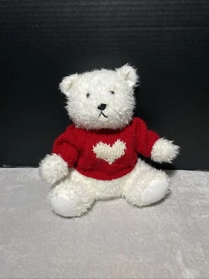 Vintage Gibson Greeting White Teddy Bear Plush Red Sweater 1996 Stuffed Toy Pet - Image 1 of 4