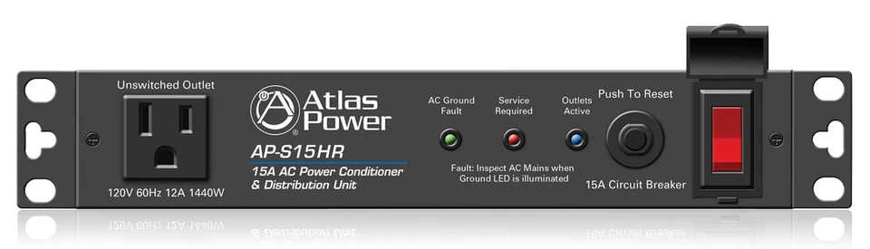 Acondicionador eléctrico para rack de medio ancho Atlas Sound AP-S15HR 15A Foto 1 de 1