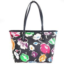Coach Tote Bag Shoulder Flower Dahlia Floral Pattern Leather F37266 Black Ladies