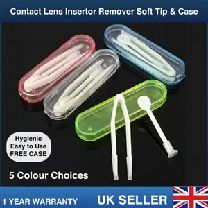 Contact Lens Lenses Applicator Remover Inserter Soft Tip & Tweezers with Case UK - Picture 1 of 6