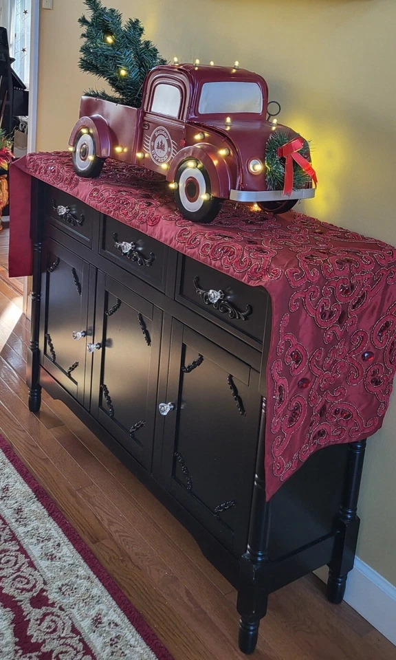 King's Brand Wood Console Sideboard Table with Drawers and Storage, Black Finish - Image 1 of 4