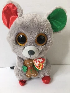 Ty Mac Mouse Beanie Boo Plush Stuffed Toy Christmas Edition 9"   - Picture 1 of 5
