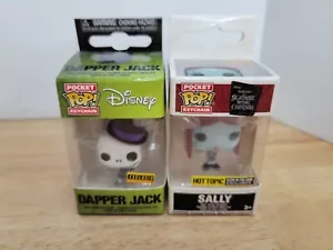 FUNKO POP POCKET KEYCHAIN SALLY, DAPPER JACK, DISNEY NIGHTMARE BEFORE - Picture 1 of 3
