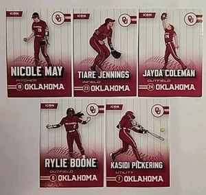 Oklahoma Sooners Softball 2024 Onit Athlete Complete Icon Series 5 Card Set - Picture 1 of 2