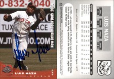 Luis Maza Signed 2004 Grandstand New Britain Rock Cats #NNO Card Auto AU