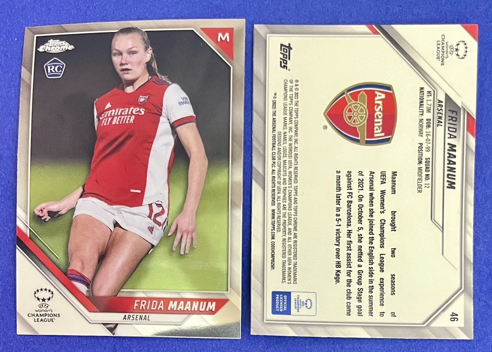 Frida Maanum 2021-22 Topps Chrome UEFA Women's Rookie Card #46 ARSENAL - Image 1 of 1