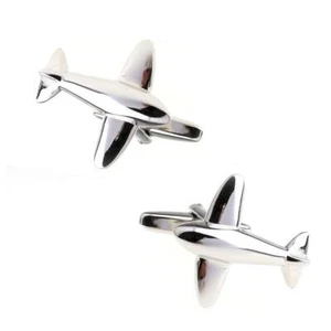Silver Cufflinks Aeroplane Gift Flight Pilot Stewardess Present Travel UK Stock - Picture 1 of 7
