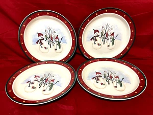Royal Seasons Snowman Set Of 4 Christmas Holiday Dinner Plates 10" - Picture 1 of 2