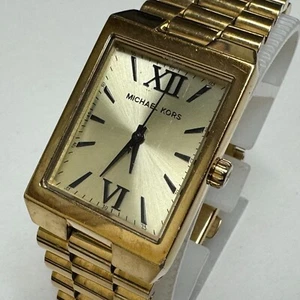 Michael Kors Quartz Watch MK-3286 Unisex Gold Tone Steel Rectangle New Batter 8" - Picture 1 of 6