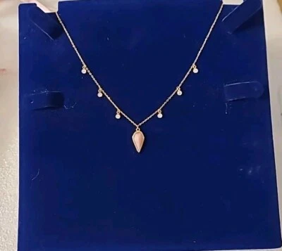 Collar de oro de 9 quilates y cuarzo rosa Foto 1 de 4