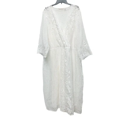 Soft Surroundings Woman 3X Tosca White Crochet Maxi Boho Beach Wedding Dress - Image 1 of 4