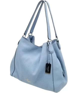 Bolso de Hombro Coach Edie Turnlock Bebé Cuero Azul Triple Compartimento Foto 1 de 4