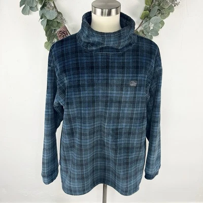 Lowe Alpine Fleece Pullover Size L Plaid Check Ireland Navy Black Thick Polartec - Image 1 of 4