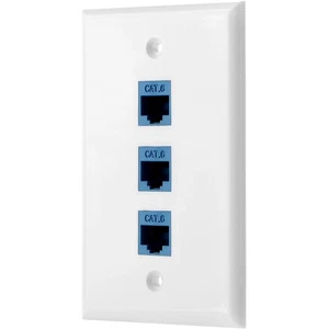 1Pack 3-Port Ethernet Wall Plate, RJ45 Wall Plate with RJ45 Inline Coupler4110 - Afbeelding 1 van 7
