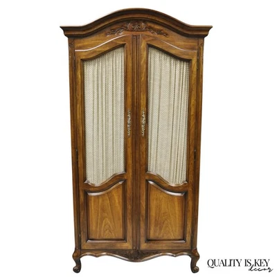 Vintage French Country Style Tall Walnut Armoire Dresser Wardrobe by White Furn. - Image 1 of 4
