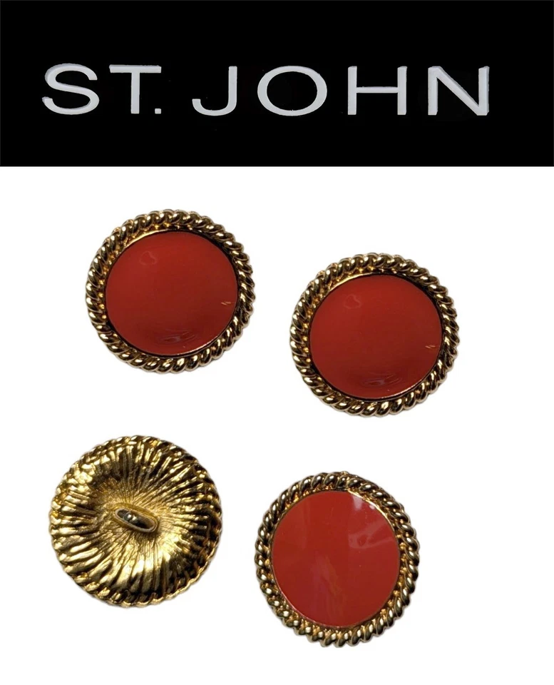 St John Knits (0.6 Inch) Gold Tone Nantucket Red Round Buttons - Image 1 of 1