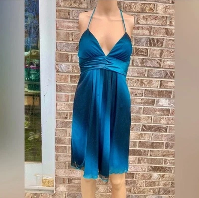 Mini Vestido Formal Y2K Byer California Verde Azulado/Turquesa Ombré Brillante Brillante Foto 1 de 4