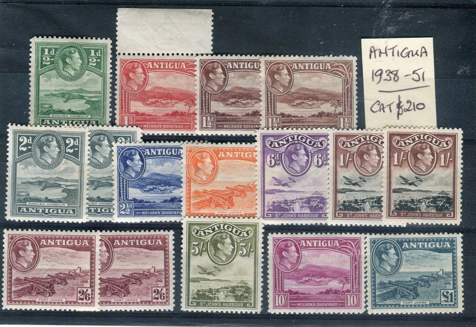 Antigua KGVI 1938-51 set of 12 + some shades MLH - Imagem 1 de 1
