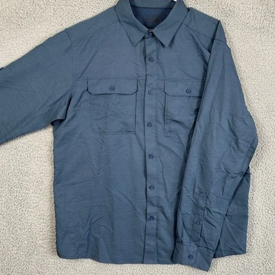 Camisa Mountain Hardwear Abotonada Hombres Grande Azul Marino Ventilada Solapa Bolsillo Exterior Foto 1 de 4