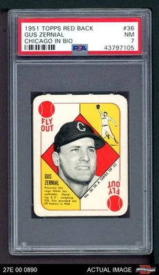 1951 Topps Red Back #36 Gus Zernial White Sox is Team VARIATION PSA 7 - NM - Image 1 of 2