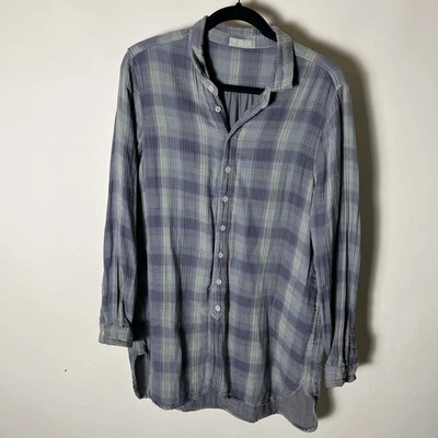 CP Tonos Abotonados Teton Cuadros Algodón Azul Gris Verde Talla Med Mujer Manga Larga Foto 1 de 4