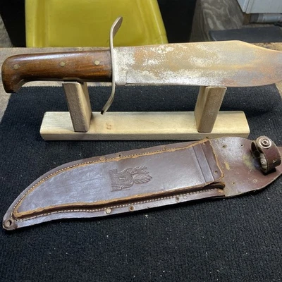 Cuchillo daga Pakistán caza, lucha con funda de cuero Foto 1 de 4