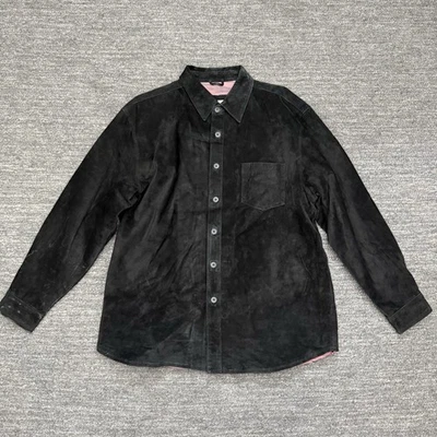 Weekendz Off Shirt Men XL Black Leather Suede Long Sleeve Western Workwear Rodeo - Image 1 of 4