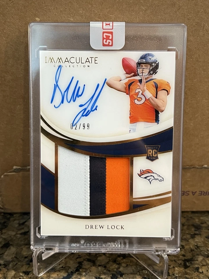2019 Panini Immaculate Premium Patch Rookie Autographs Drew Lock #PP-DL 2/99  - Image 1 of 2