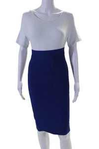 BCBGMAXAZRIA Womens Blue Textured Knee Length Pencil Skirt Size S - Picture 1 of 6