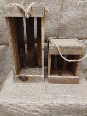 Mini cajas de apliques colgantes hechas a mano para velas o macetas Foto 1 de 4