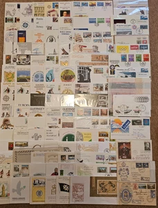 JOB LOT 100+ MIXED WORLD FIRST DAY COVERS INCLUDING JERSEY GUERNSEY USA CHINA - Picture 1 of 7