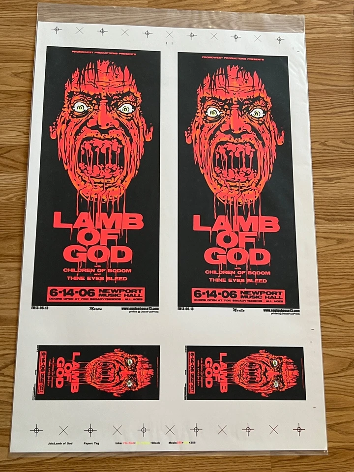 Lamb of God Newport Music Hall Columbus Ohio 2 Original Concert Poster Proof - Image 1 of 4