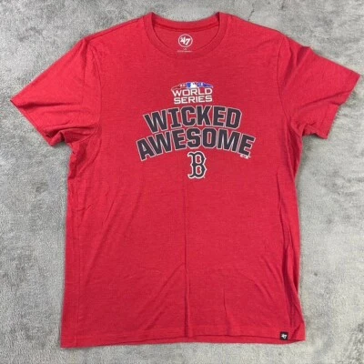 Boston Red Sox Mens Shirt 2018 World Series ‘47 Brand Wicked Awesome Red Large - Image 1 of 4