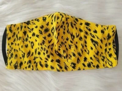 AFRM ORO AMARILLO ANIMAL PRINT MÁSCARA FACIAL CUBIERTA ADULTO REUTILIZABLE RAYÓN CREPE Foto 1 de 4