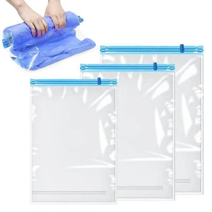 12Pcs Space Saver Storage Travel Roll Up ZipLock Compress Bags No Vacuum Needed - Picture 1 of 7