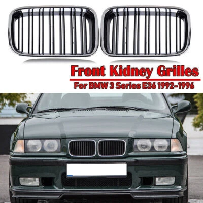 1Pair Chrome Front Kidney Grille For BMW E36 1992 -1996 318i 325i M3 1992-1996 — 第 1/4 张图片