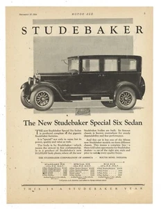 Anuncio de automóvil Studebaker 1924: sedán especial seis - introducción del modelo - South Bend - Imagen 1 de 1