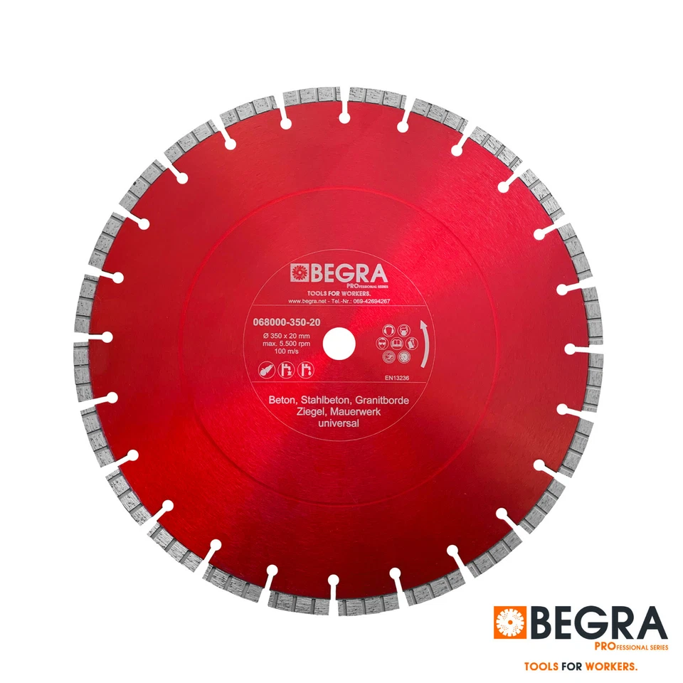 BEGRA PROFESSIONAL SERIES Diamant Trennscheibe Diamantscheibe 350mm Pflastersteine Beton Universal Turbo