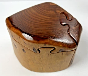 Vintage 6 Piece Don Rupard Signed Wood Puzzle Jewelry Box 4"x4"x3" RARE + HTF - Picture 1 of 13