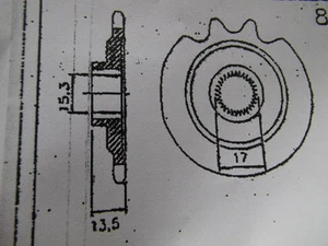 Zündapp Ritzel 824 17 Zähne KS 50 Roller RS 50 beste deutsche Qualität - Bild 1 von 2