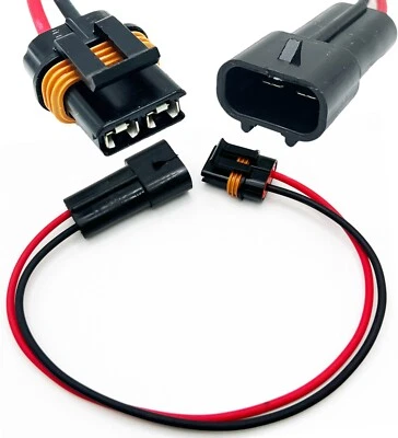 Assembled Delphi Metri-Pack 2-Pin 630 Series 12 AWG, 46amp 8" Lead PIGTAIL  - Image 1 of 4