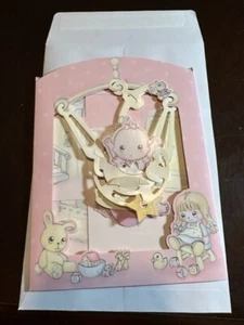 Santoro Interactive 3-D Swing Greeting Card New Arrival Baby Girl SC55 TX - Picture 1 of 5