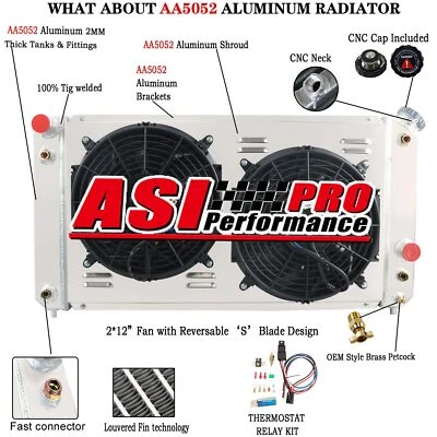 4 Row Radiator&Shroud Fan fit 86-2005,03 Chevrolet S10 Blazer C1500 GMC Jimmy LS - Image 1 of 4