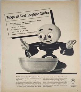 Sistema telefónico Bell 1946 receta de anuncio vintage para un buen servicio telefónico - Imagen 1 de 1