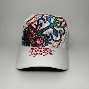 Vintage Y2K Don Ed Hardy Designs True Love Trucker Snapback Hat  White Authentic - Picture 1 of 6
